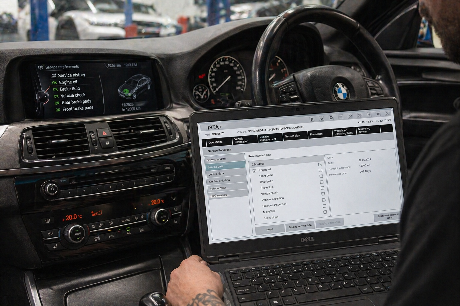 BMW Condition Based Service interval reset through ISTA at Brisbane specialist workshop