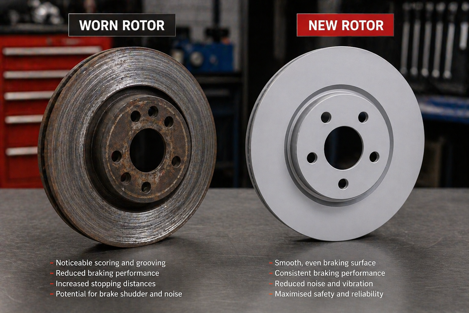 Brake disc rotor inspection and replacement on European vehicle at Brisbane specialist workshop