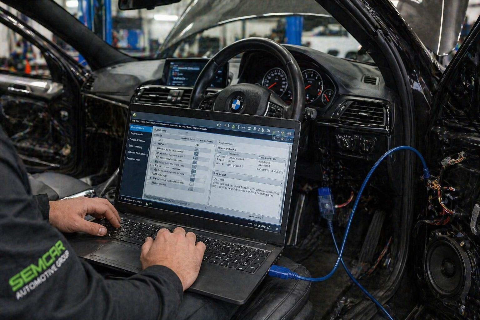 ECU coding and module programming on European vehicle at Brisbane specialist workshop