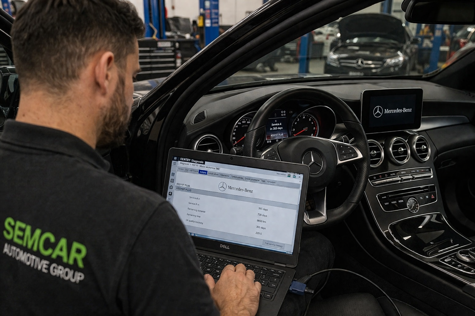 Mercedes-Benz ASSYST PLUS service through XENTRY platform at Brisbane workshop