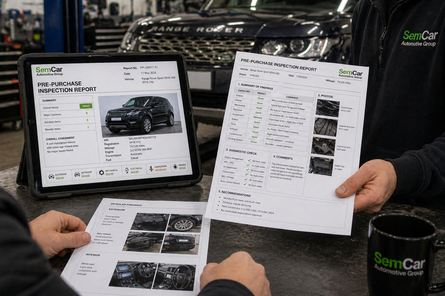 Comprehensive pre-purchase inspection report with photos delivered by SemCar Brisbane