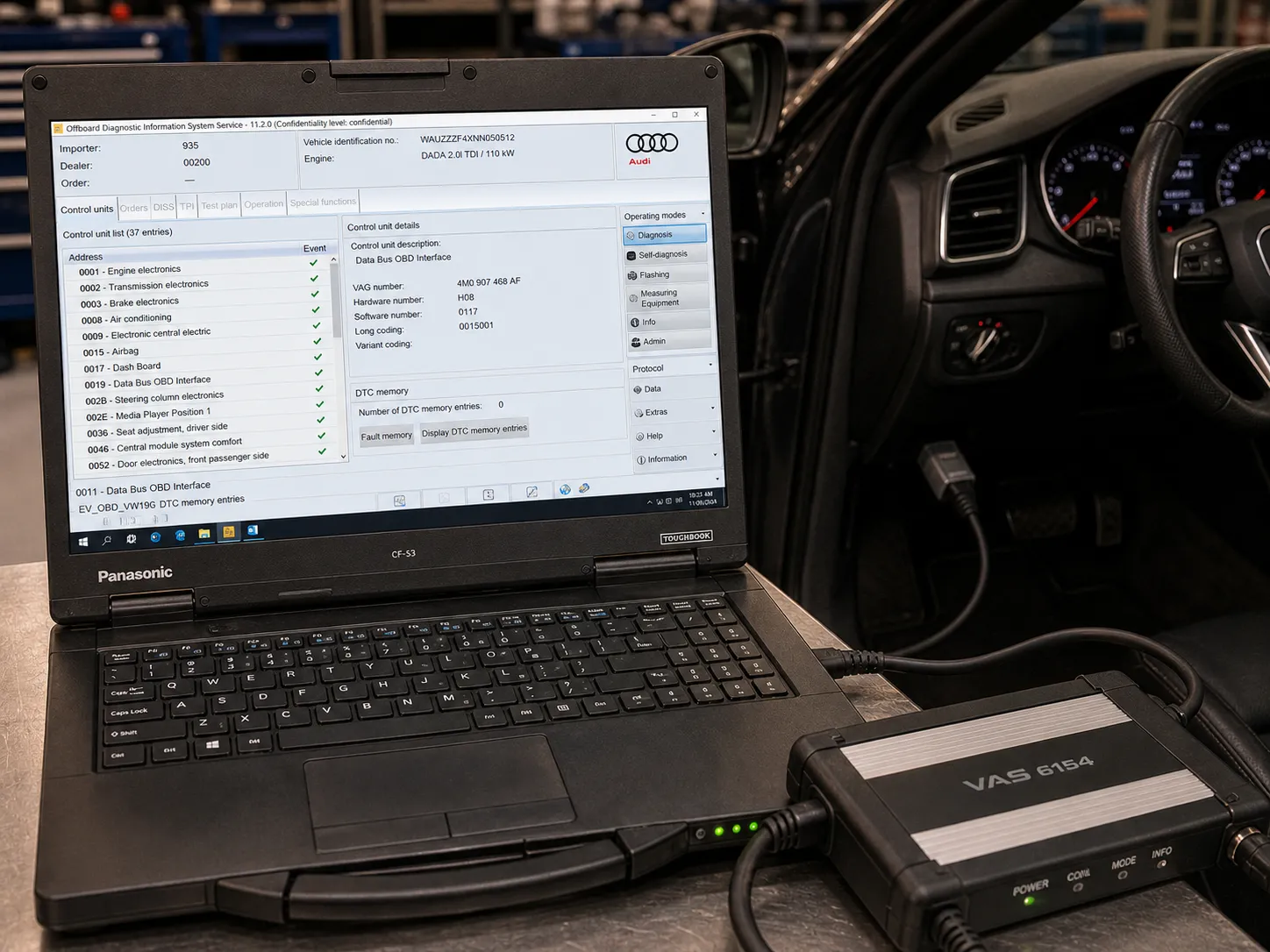 Audi ODIS factory diagnostic platform in use at SemCar workshop Brisbane