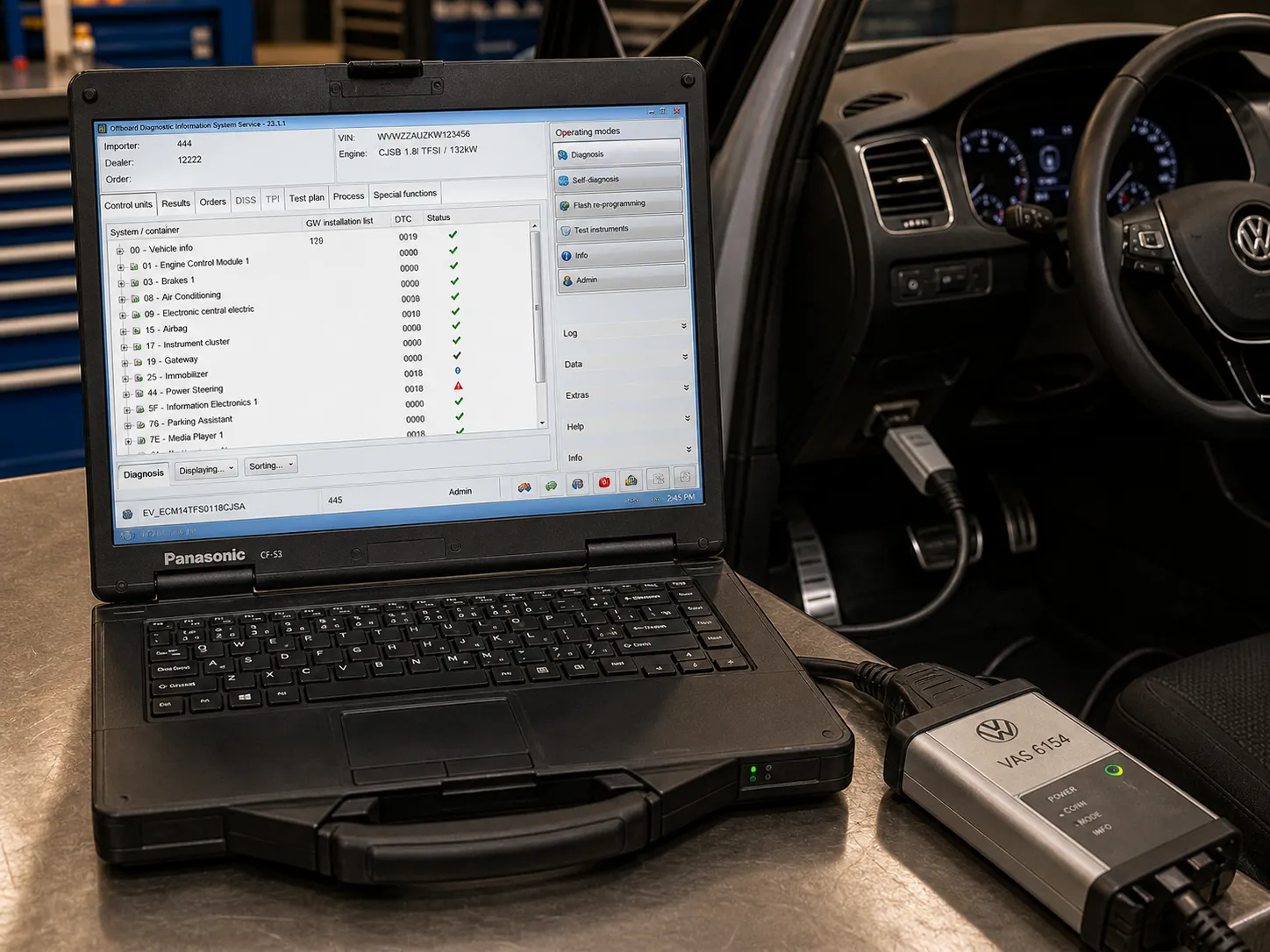 Volkswagen ODIS factory diagnostic platform in use at SemCar workshop Brisbane