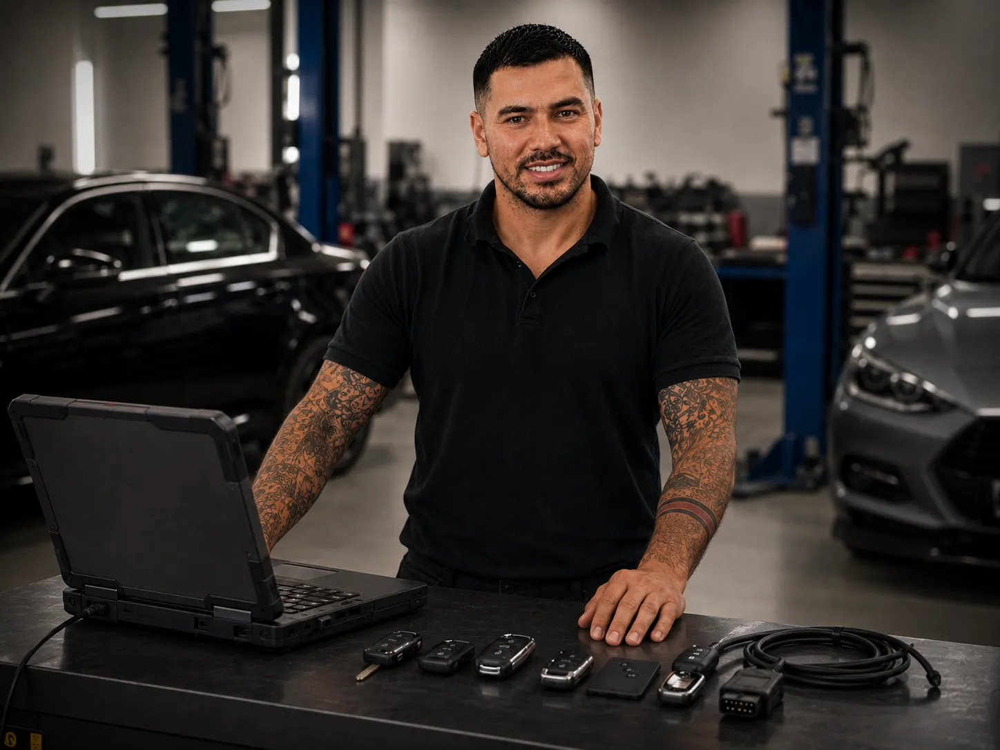 European Key Specialist Brisbane | SemCar Capalaba SemCar founder Sebastian at the European key diagnostic bench in Capalaba