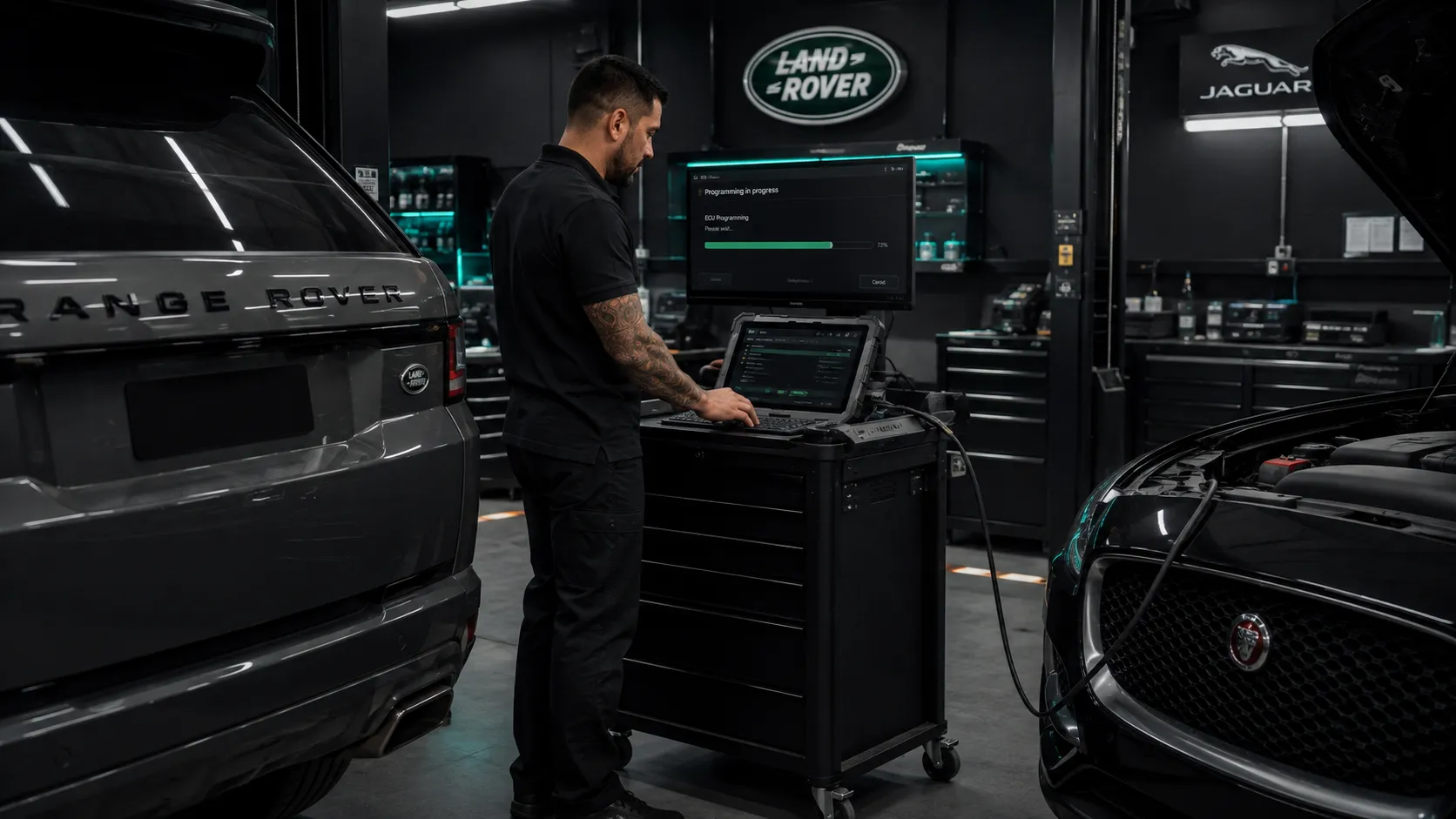 The Equipment Behind Everything JLR diagnostic and programming workstation at the SemCar workshop in Capalaba Brisbane