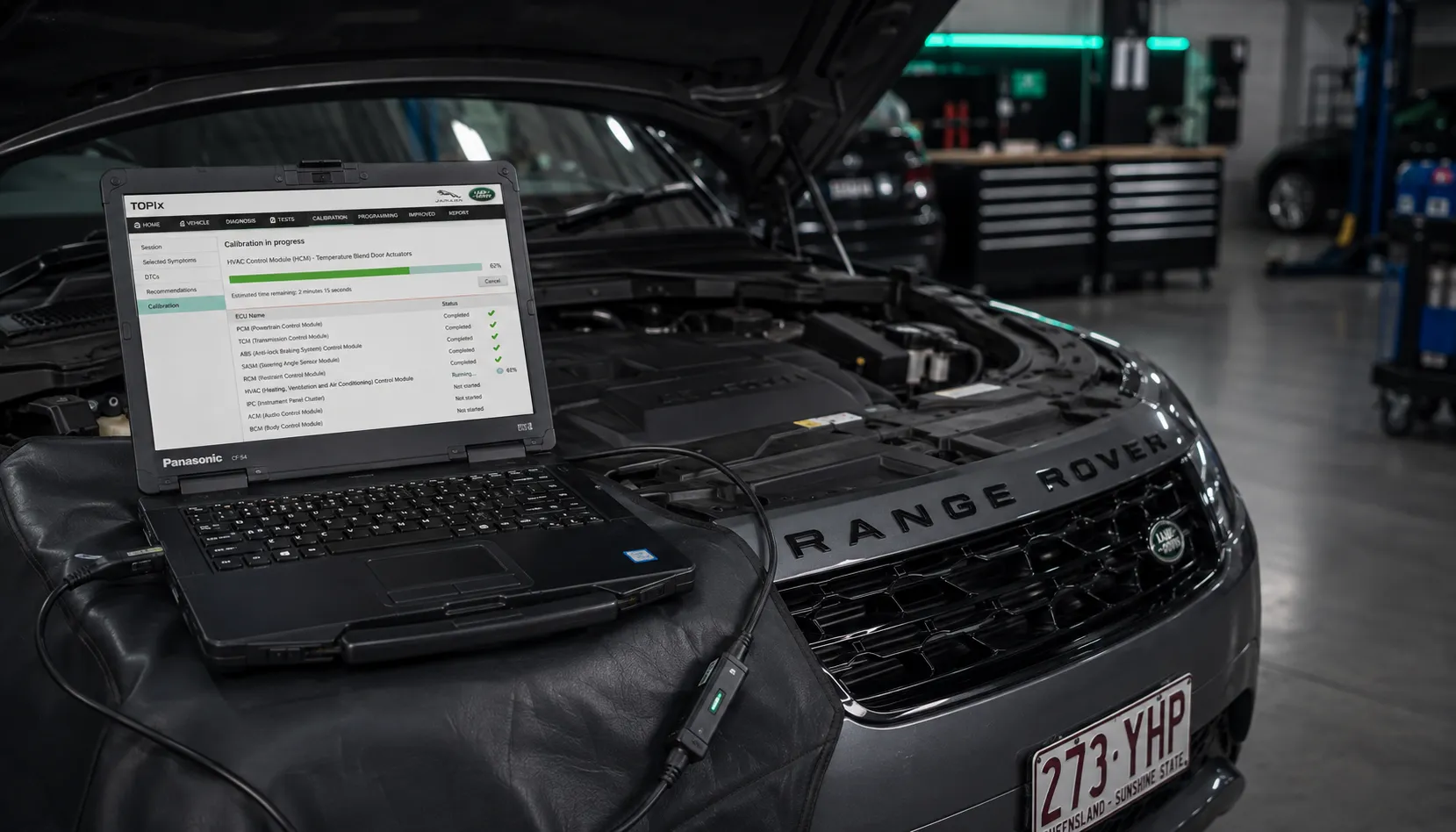 Factory Calibration, Not a Tune Diagnostic laptop loading a factory petrol power upgrade calibration in Brisbane