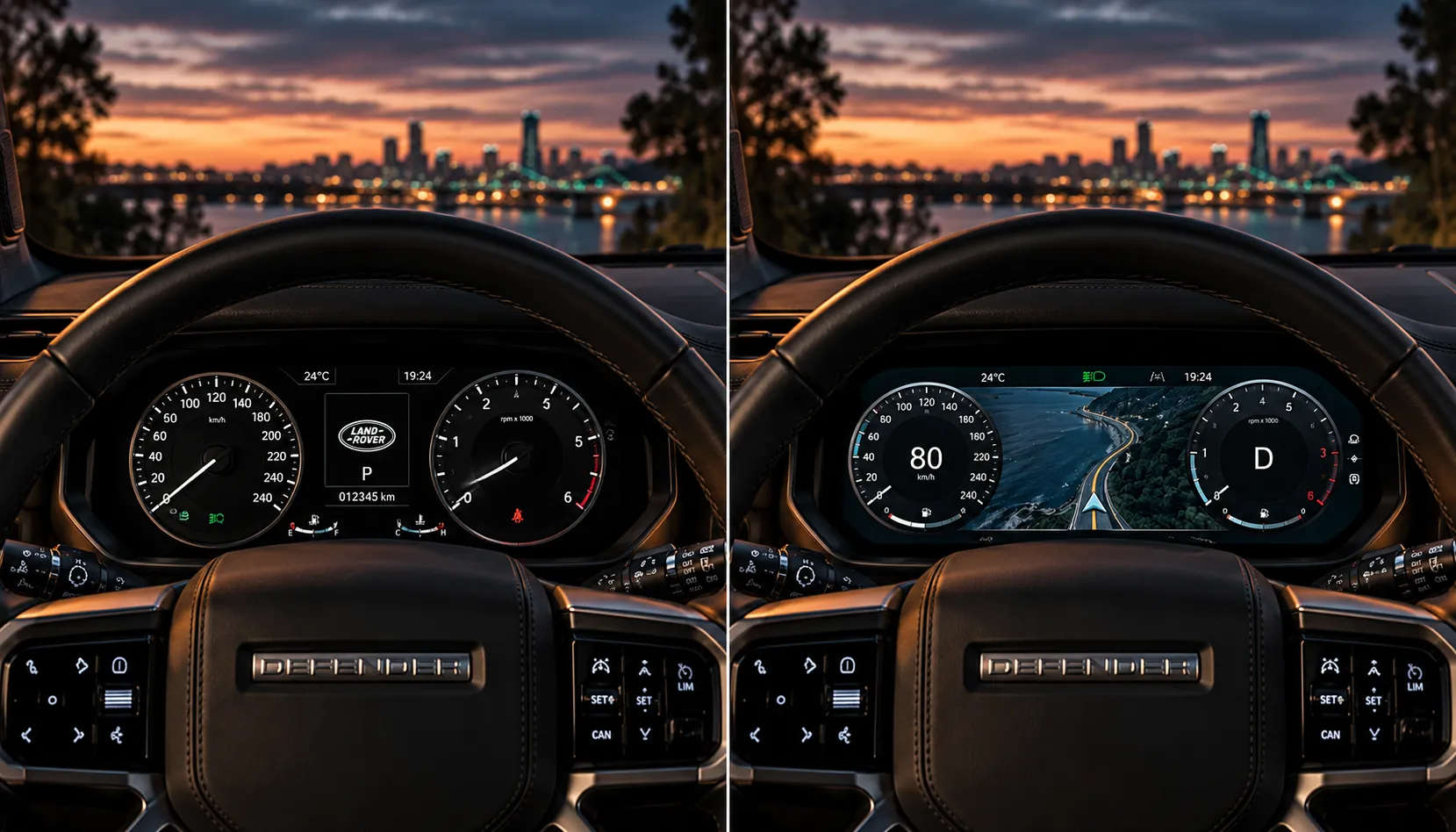 The View That Changes Every Drive Before and after comparison of analogue dials and digital driver display in Brisbane