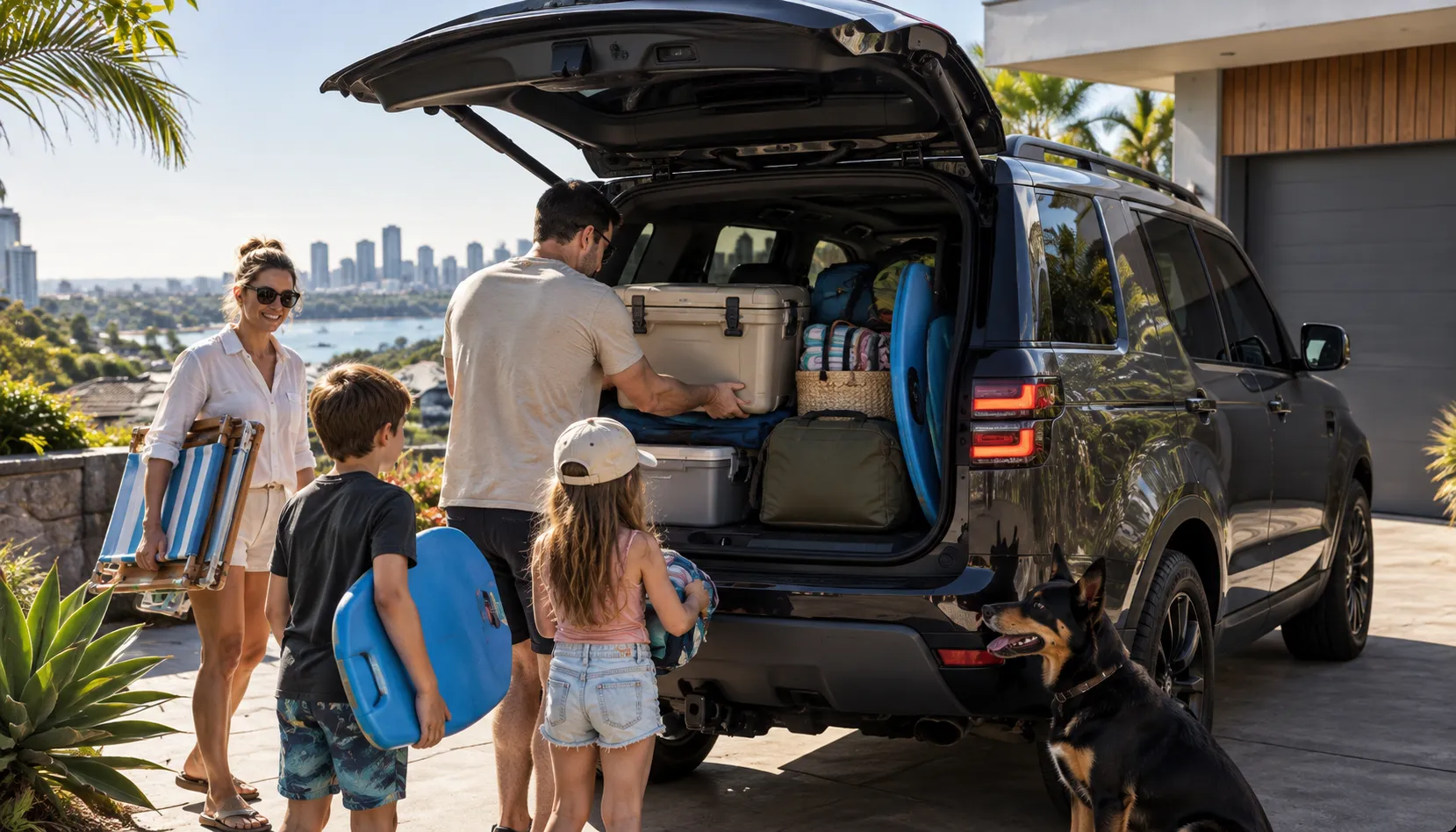 The Drives ClearSight Changes First Family loading a full boot before a trip with ClearSight mirror retrofit in Brisbane