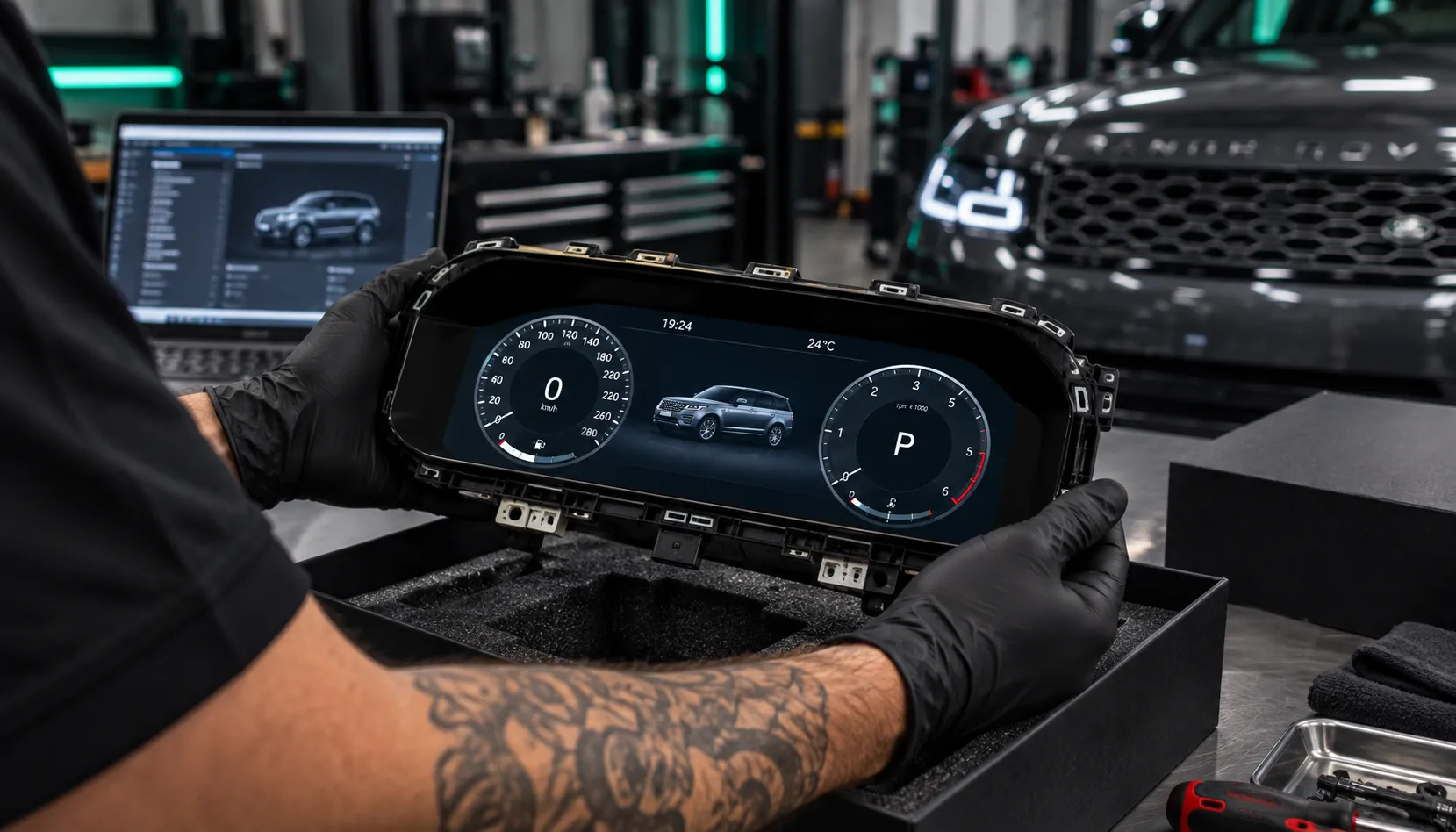 Why Your Build Kept the Dials Genuine JLR digital instrument cluster before fitting in Capalaba Brisbane