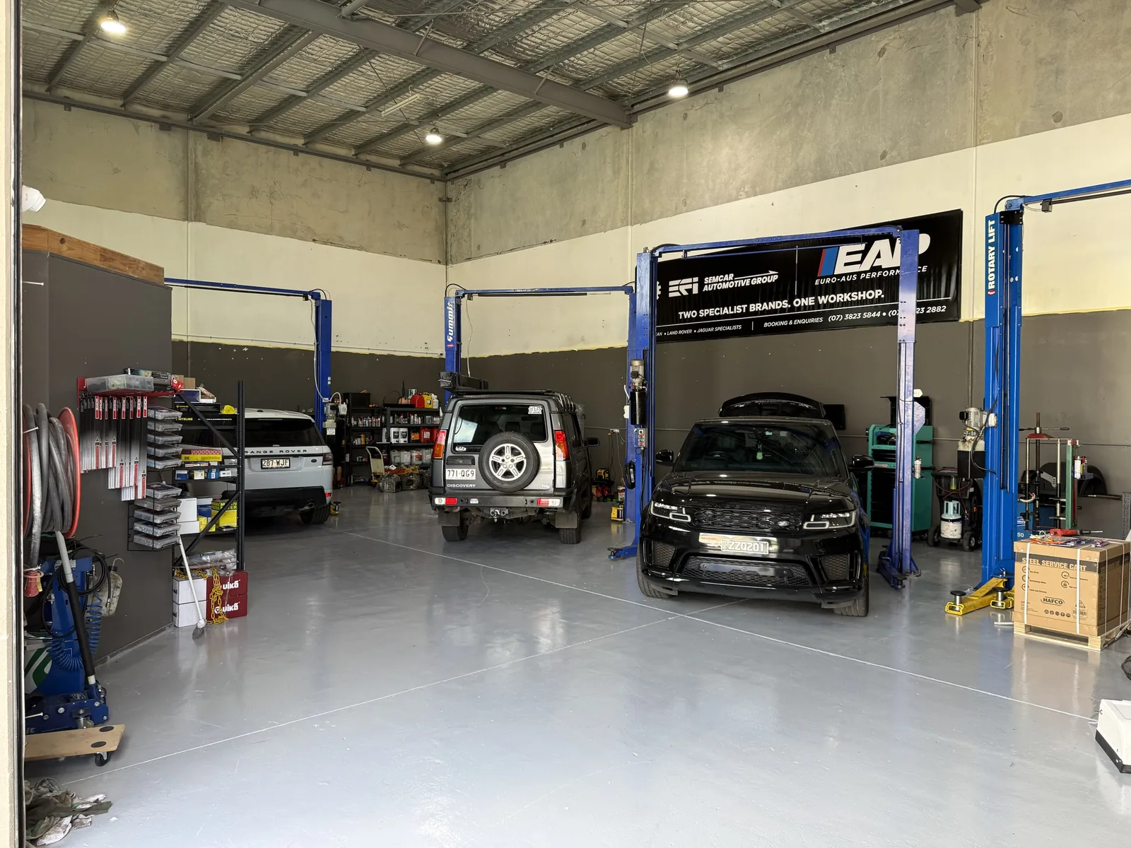 European vehicle specialists at SemCar Automotive Group workshop in Capalaba servicing Land Rover, Jaguar and premium vehicles
